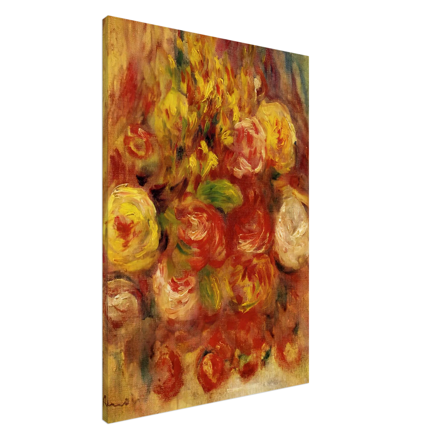 Pierre-Auguste Renoir - Flowers in a Vase with Blue Decoration Canvas - 20x30 cm / 8x12 inches-canvas