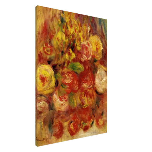 Pierre-Auguste Renoir - Flowers in a Vase with Blue Decoration Canvas - 20x30 cm / 8x12 inches-canvas