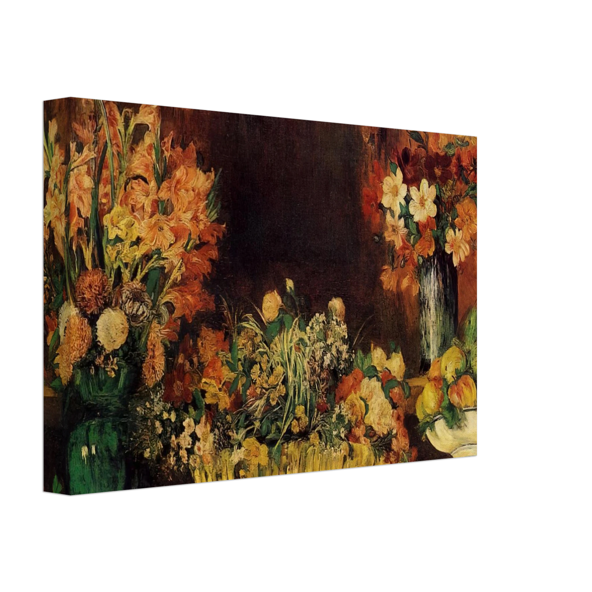 Pierre-Auguste Renoir - Vase, Basket of Flowers and Fruit Canvas - 70x100 cm / 28x40 inches-canvas