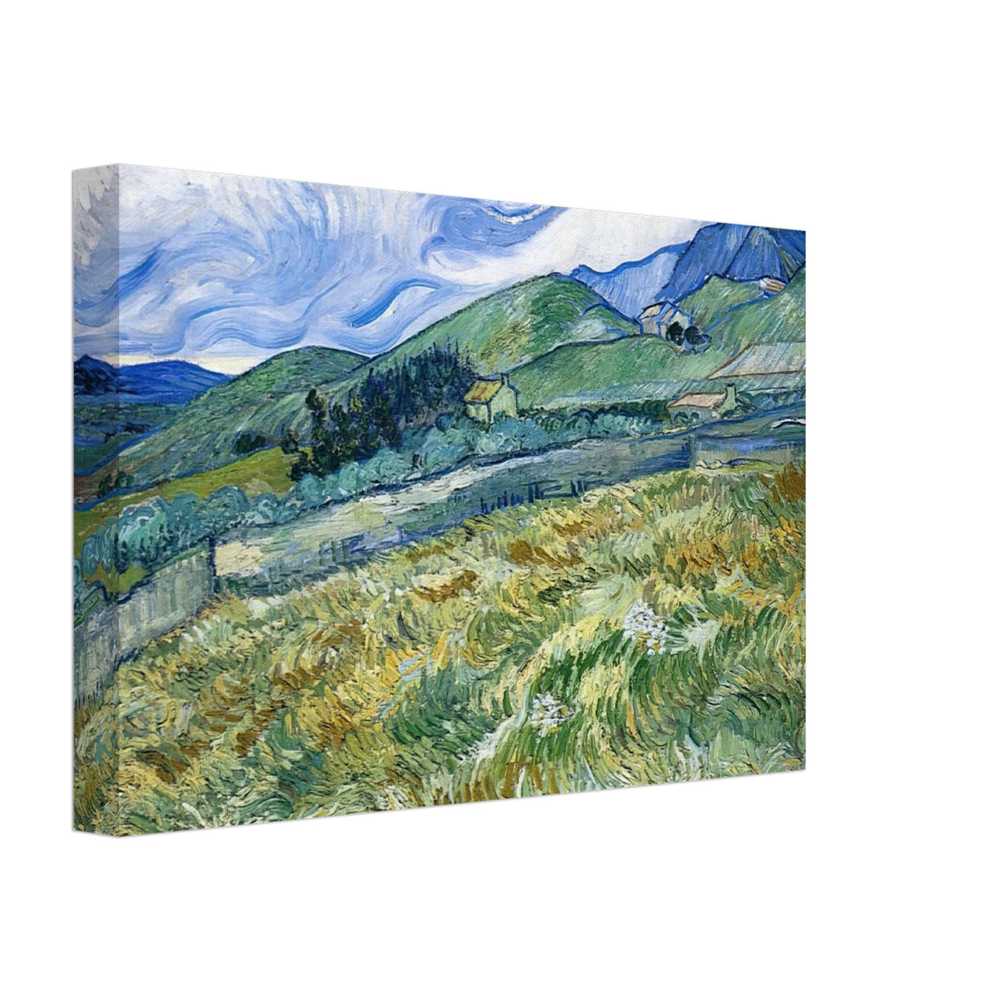 Vincent van Gogh - Wheatfield with Mountains in the Background Canvas - 70x100 cm / 28x40 inches-canvas