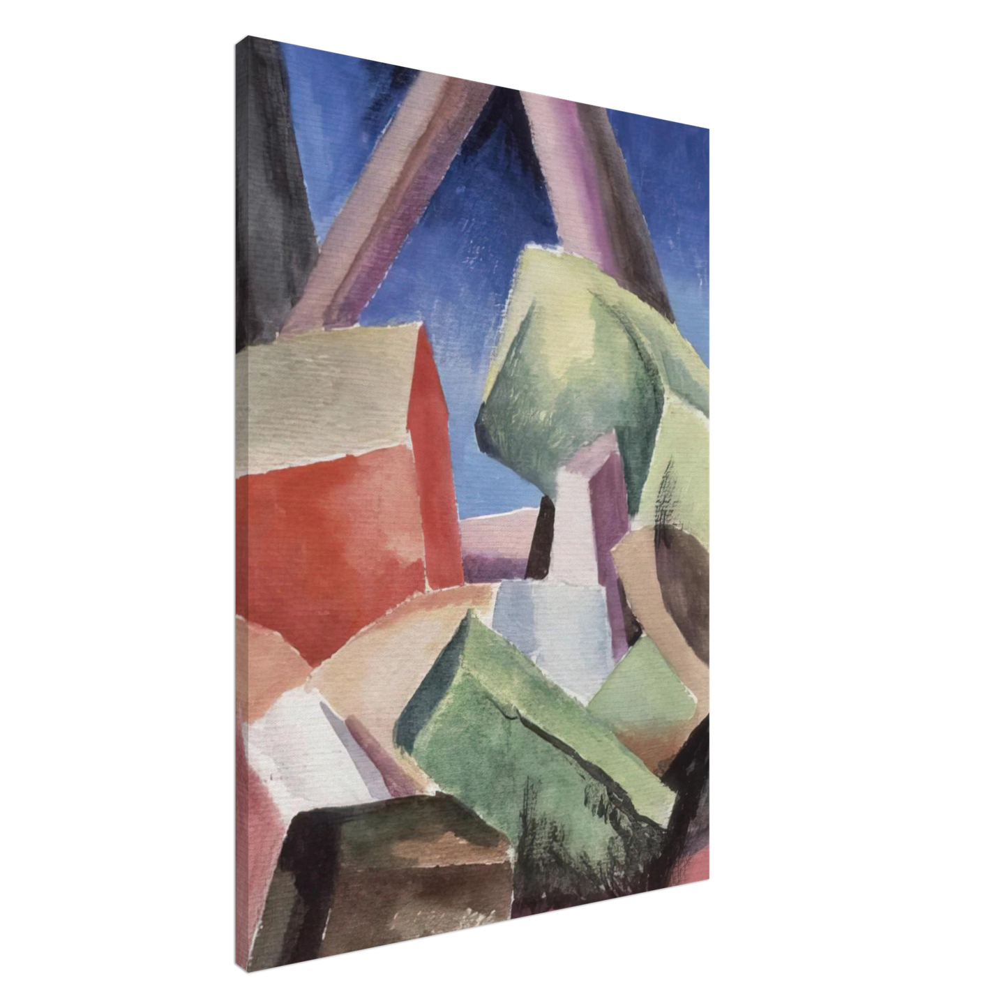 Thomas Hart Benton - HOUSE IN CUBIST LANDSCAPE 1920 Canvas - 20x30 cm / 8x12 inches-canvas