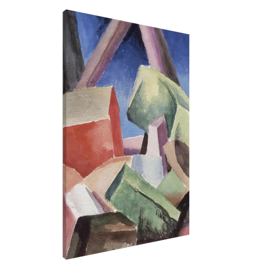 Thomas Hart Benton - HOUSE IN CUBIST LANDSCAPE 1920 Canvas - 20x30 cm / 8x12 inches-canvas