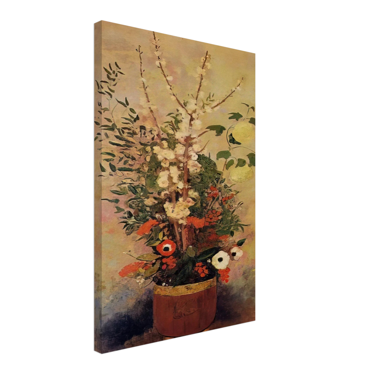 Odilon Redon - VASE OF FLOWERS WITH BRANCHES OF A FLOWERING APPLE TREE Canvas - 40x60 cm / 16x24 inches-canvas
