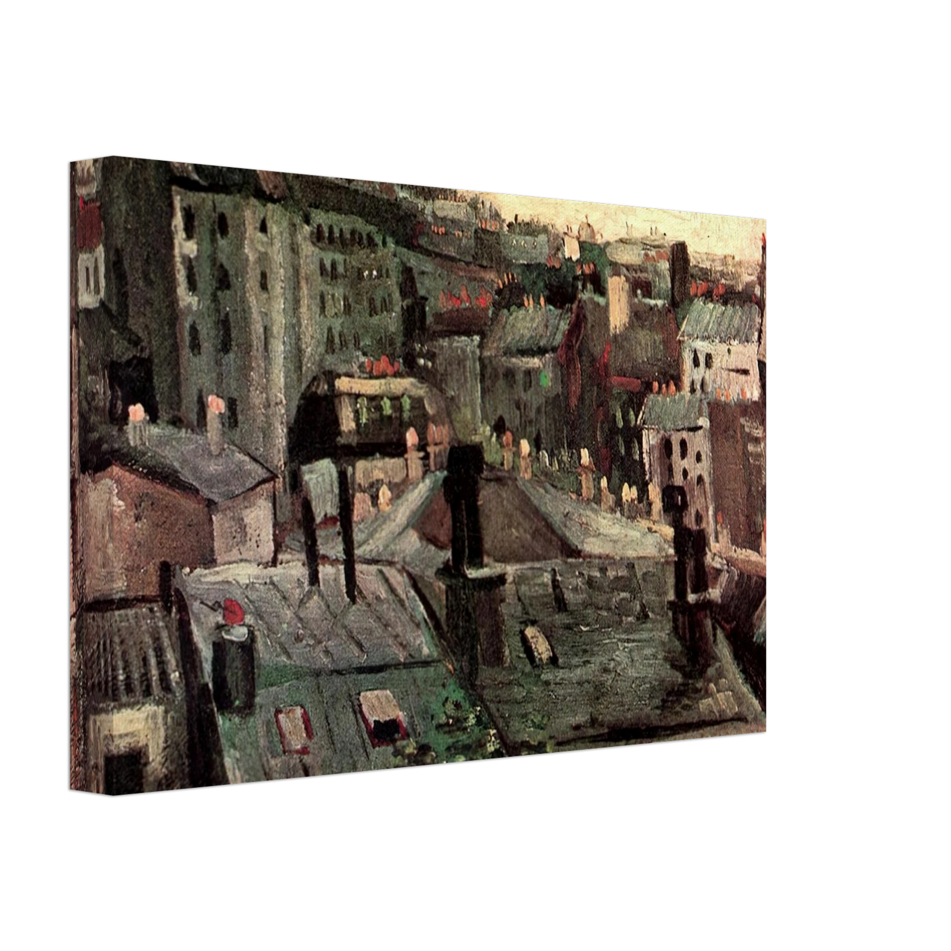 Vincent van Gogh - View of Roofs and Backs of Houses Canvas - 40x60 cm / 16x24 inches-canvas