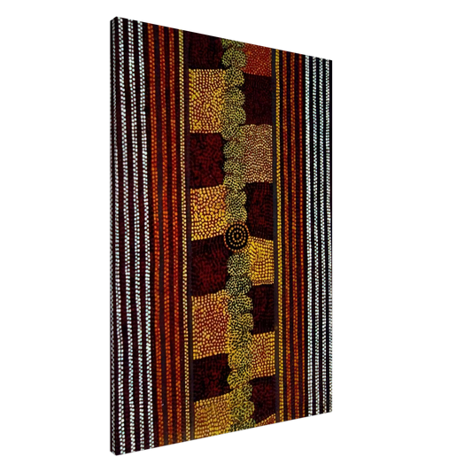 Clifford Possum Tjapaltjarri - Water Track Dreaming - 1981 Canvas - 20x30 cm / 8x12 inches-canvas