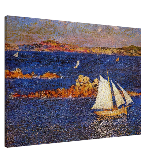 Theo van Rysselberghe - NEAR THE ROCKS OF PER KIRIDEC 1889 Canvas - 20x30 cm / 8x12 inches-canvas