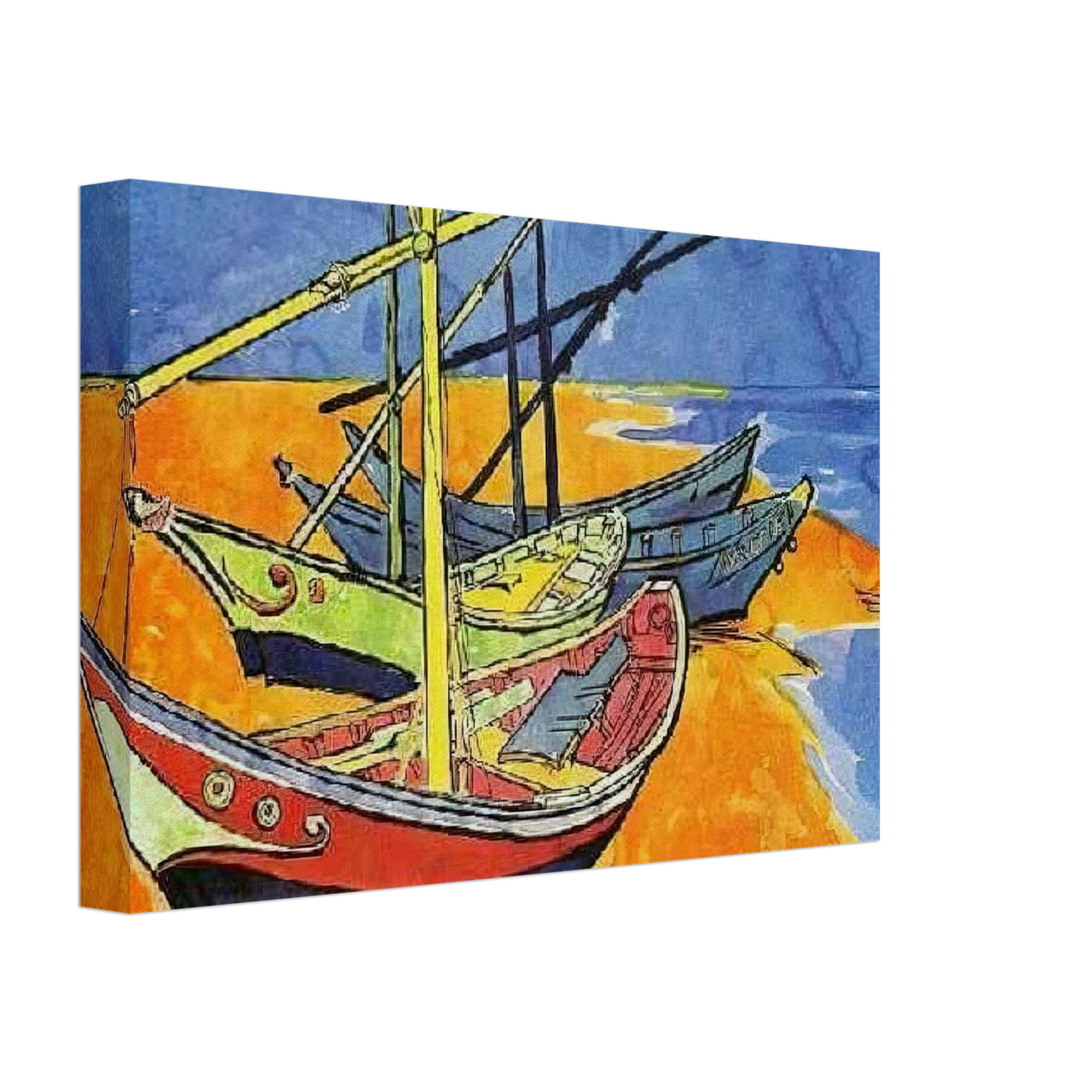 Vincent van Gogh - Fishing Boats on the Beach at Saintes-Maries-de-la-Mer Canvas - 70x100 cm / 28x40 inches-canvas