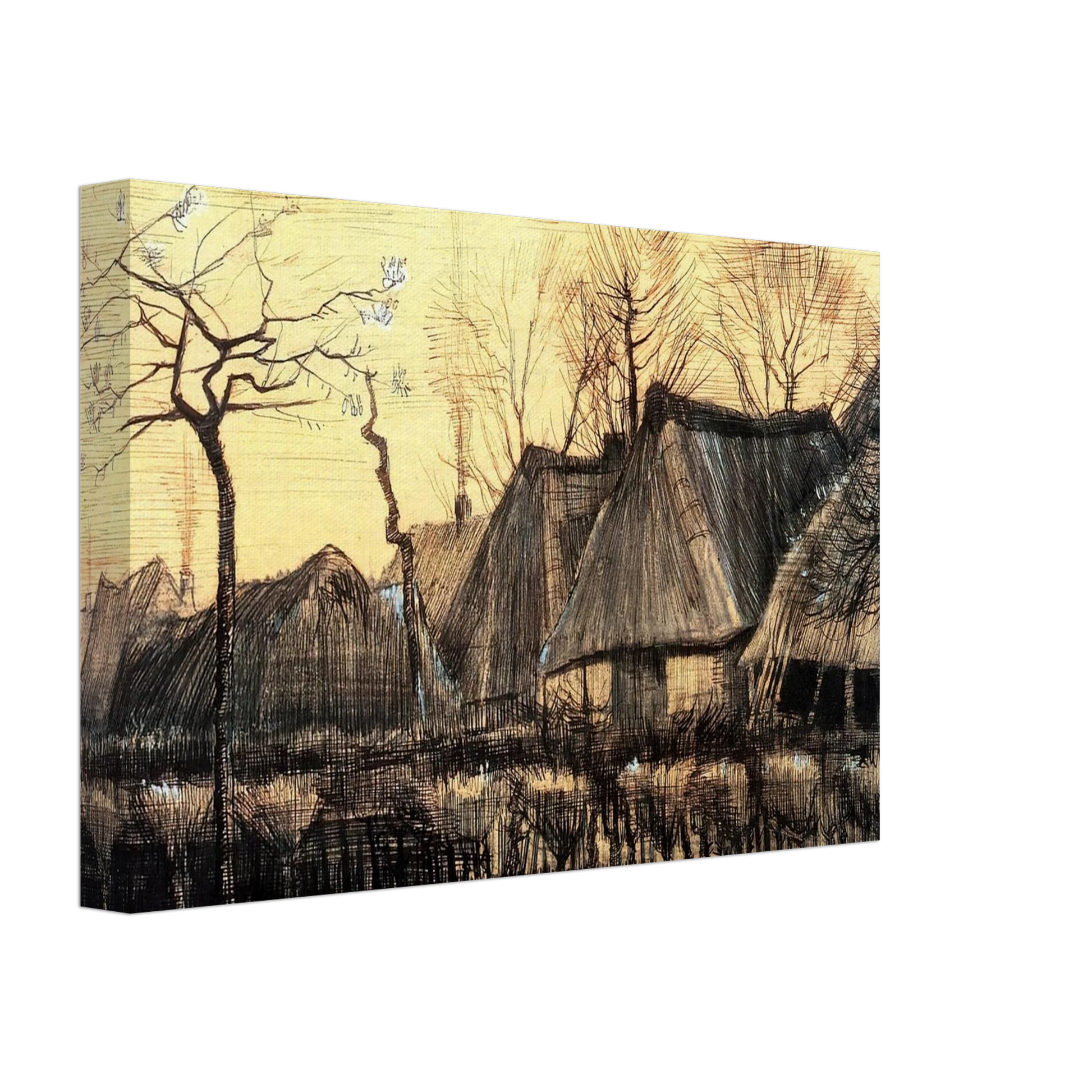 Vincent van Gogh - Houses with Thatched Roofs Canvas - 70x100 cm / 28x40 inches-canvas