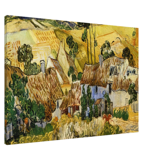 Vincent van Gogh - Thatched Houses against a Hill Canvas - Default Title-canvas