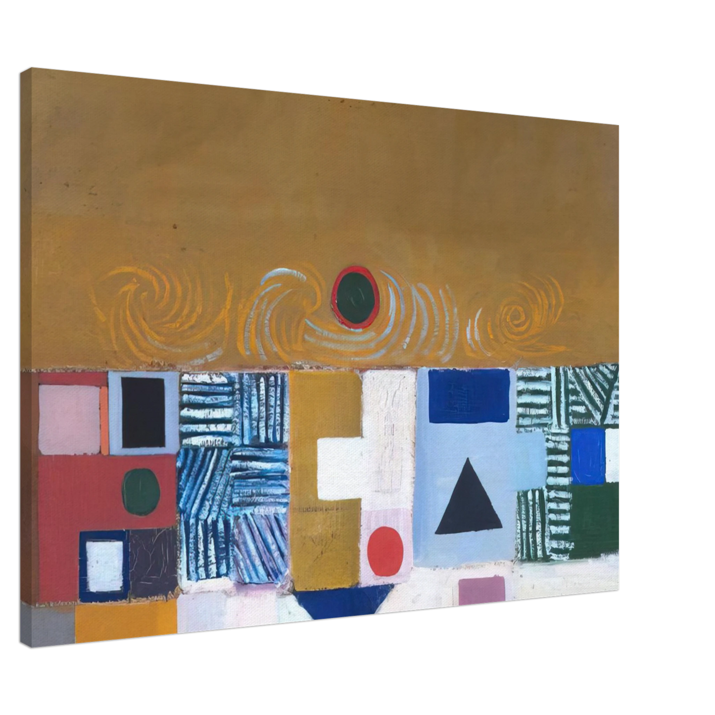 Victor Pasmore - SQUARE MOTIF BLUE AND GOLD THE ECLIPSE 1950 Canvas - 20x30 cm / 8x12 inches-canvas