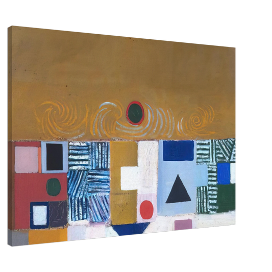 Victor Pasmore - SQUARE MOTIF BLUE AND GOLD THE ECLIPSE 1950 Canvas - 20x30 cm / 8x12 inches-canvas