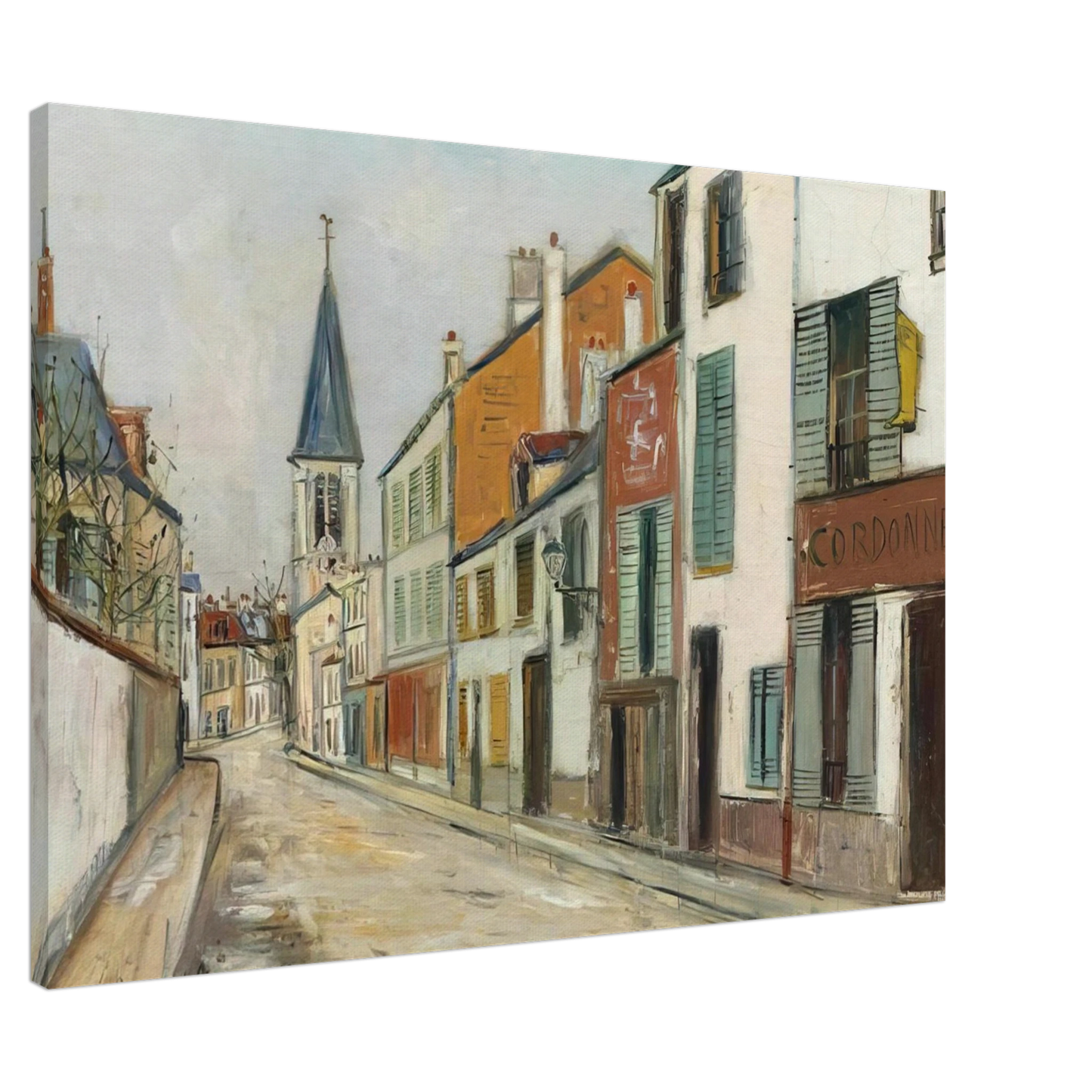 Maurice Utrillo - RUE JEAN DURAND ET LEGLISE STAINS SEINE SAINT DENIS 1940 Canvas - 20x30 cm / 8x12 inches-canvas