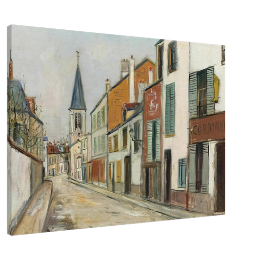 Maurice Utrillo - RUE JEAN DURAND ET LEGLISE STAINS SEINE SAINT DENIS 1940 Canvas - 20x30 cm / 8x12 inches-canvas