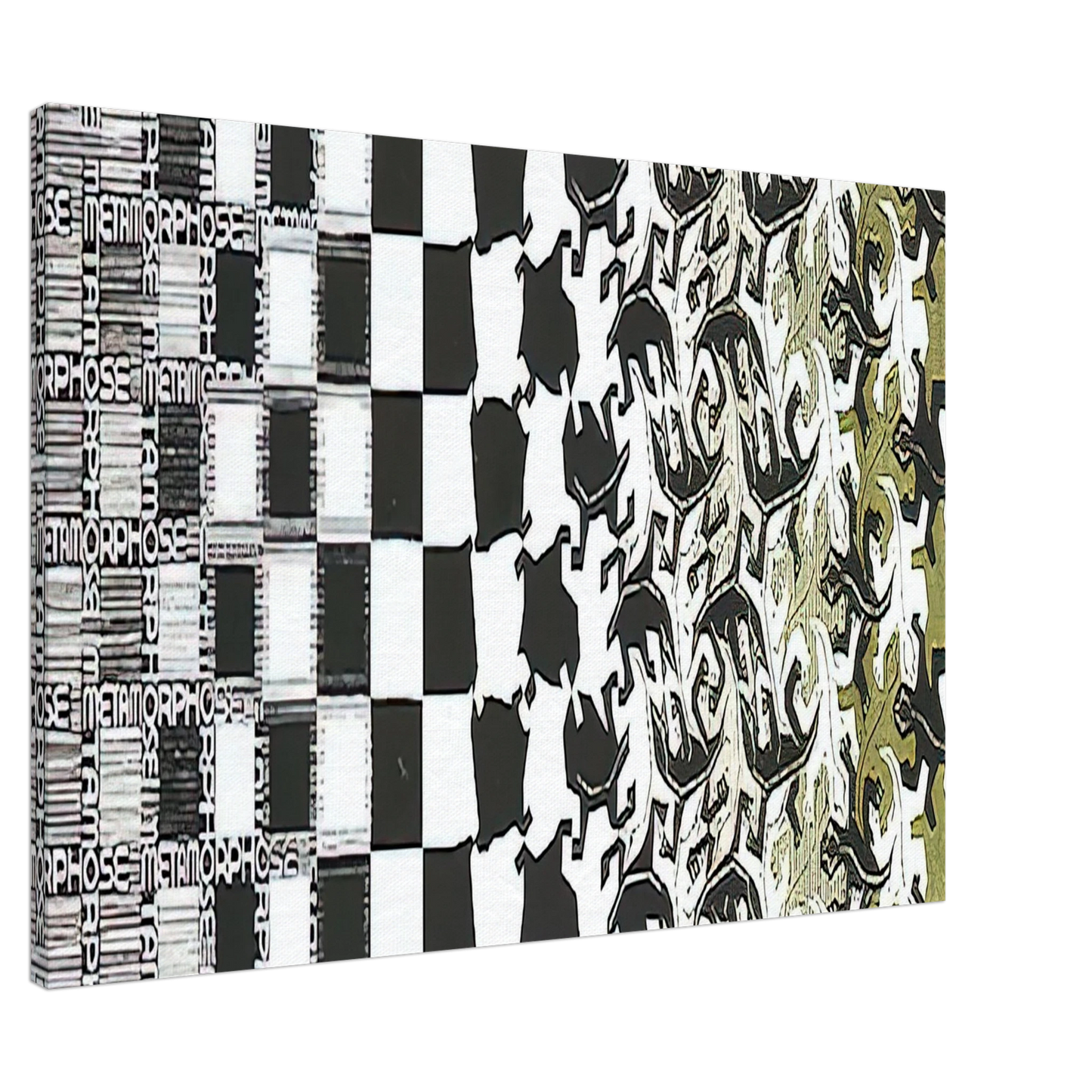 MC Escher - METAMORPHOSIS II EXCERPT 2 Canvas - 20x30 cm / 8x12 inches-canvas