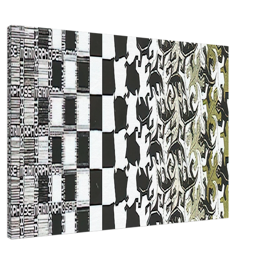 MC Escher - METAMORPHOSIS II EXCERPT 2 Canvas - 20x30 cm / 8x12 inches-canvas