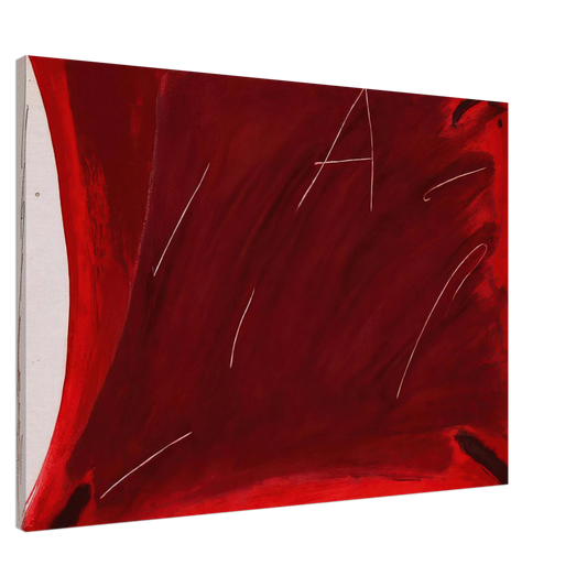 Antoni Tapies - NEGRE I ROIG V A DAMUNT VERMELL 1976 Canvas - 20x30 cm / 8x12 inches-canvas