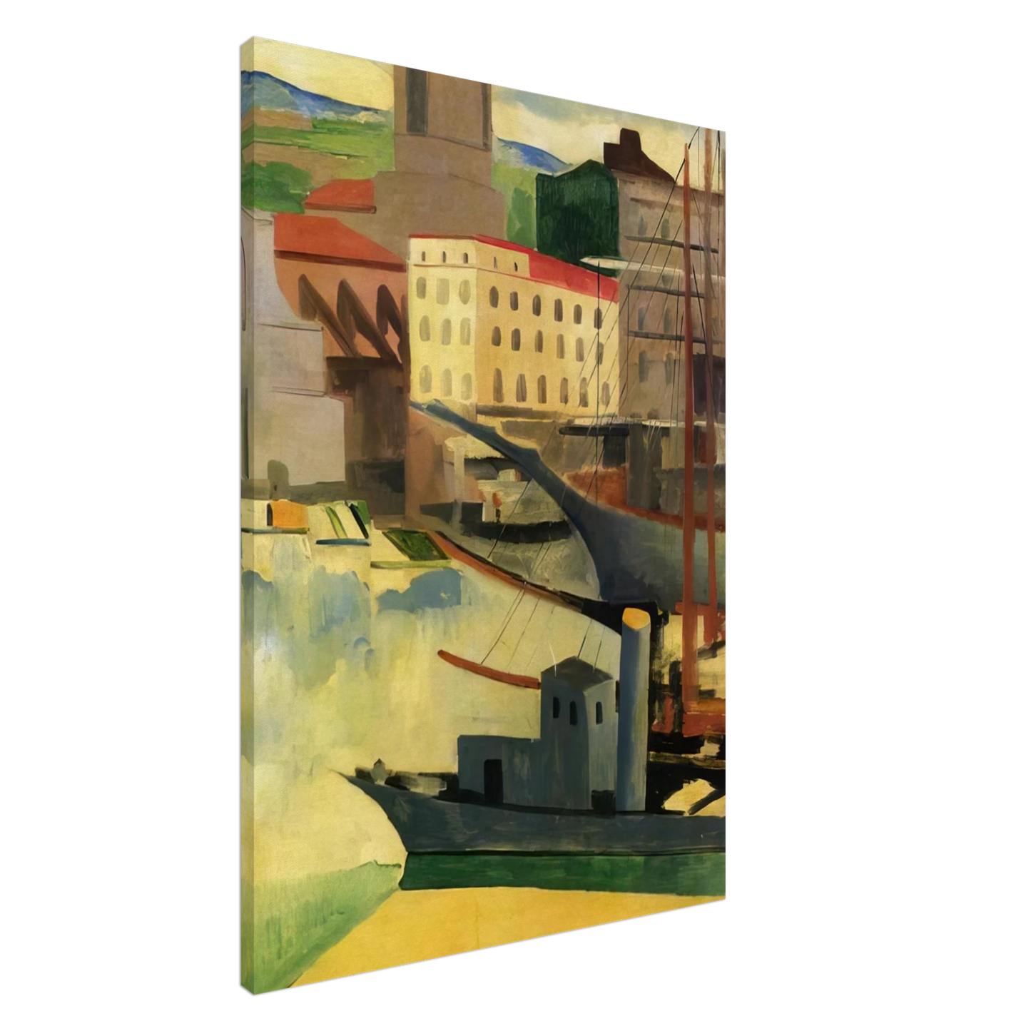 Moise Kisling - PORT AT SAINT TROPEZ 1918 Canvas - 20x30 cm / 8x12 inches-canvas