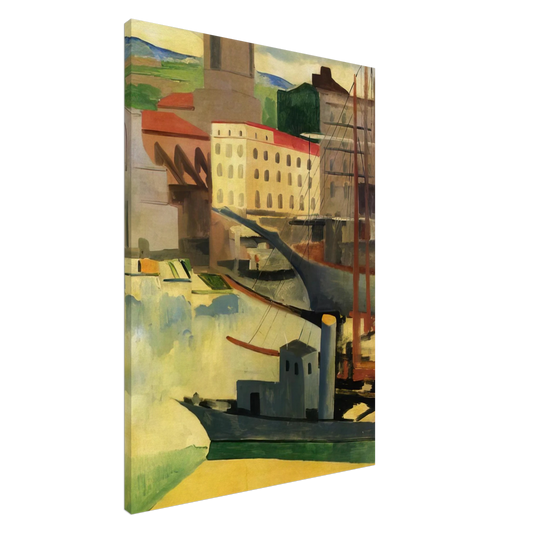 Moise Kisling - PORT AT SAINT TROPEZ 1918 Canvas - 20x30 cm / 8x12 inches-canvas