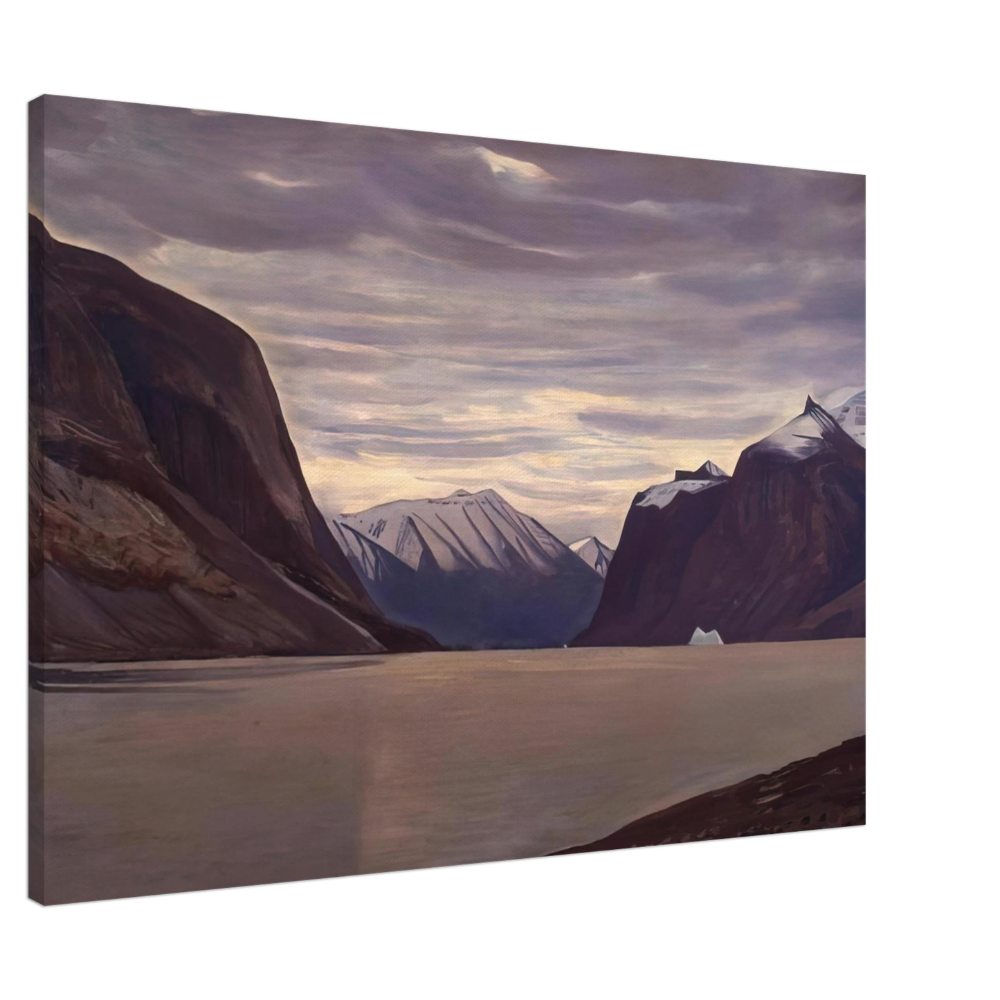 Rockwell Kent - North Greenland Fiord, Gray Day Canvas - 20x30 cm / 8x12 inches-canvas
