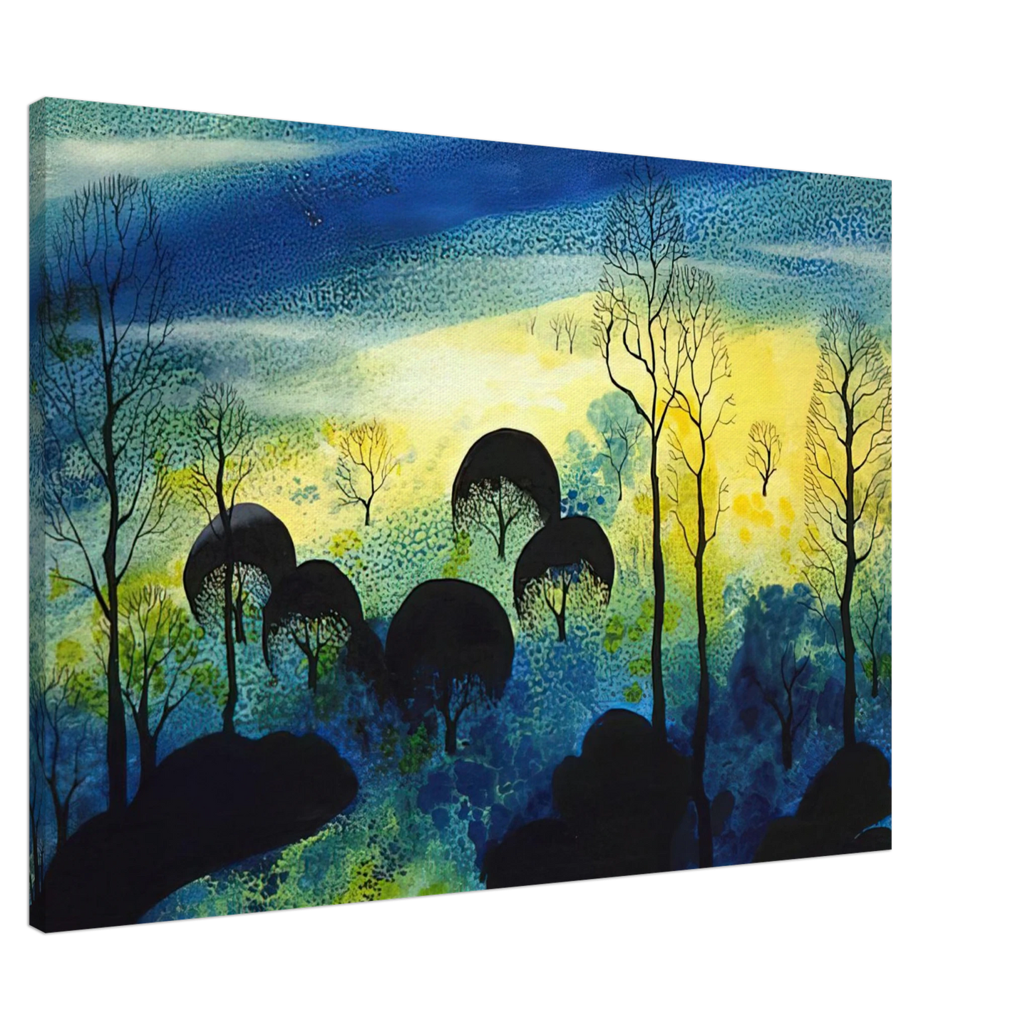 Eyvind Earle - Pastures Through the Fog Canvas - 20x30 cm / 8x12 inches-canvas