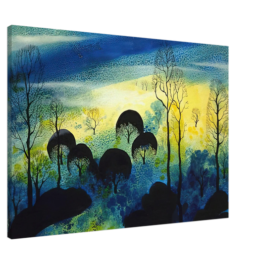 Eyvind Earle - Pastures Through the Fog Canvas - 20x30 cm / 8x12 inches-canvas