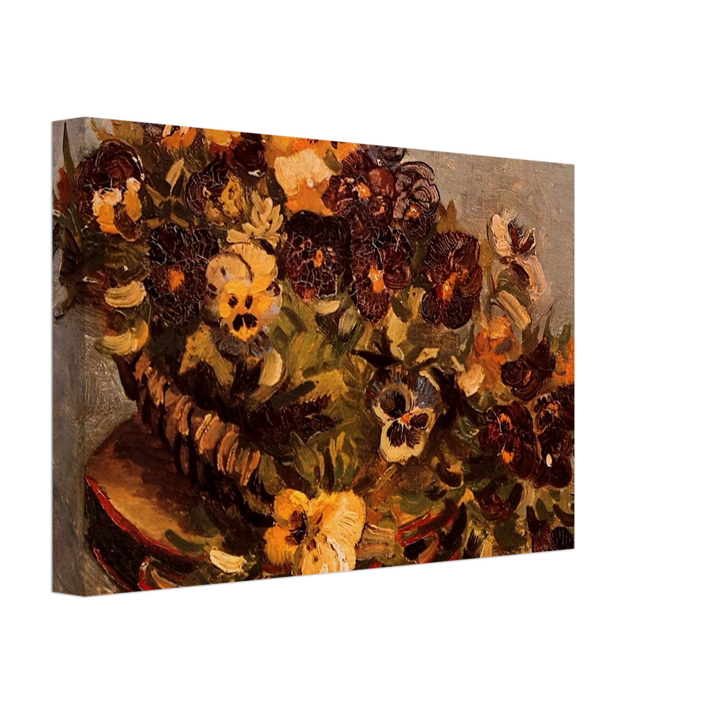 Vincent van Gogh - Tambourine with Pansies Canvas - 70x100 cm / 28x40 inches-canvas