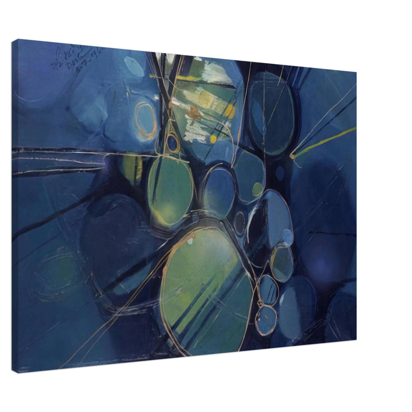 Gebre Kristos Desta - Green Abstract - 1966 Canvas - 20x30 cm / 8x12 inches-canvas