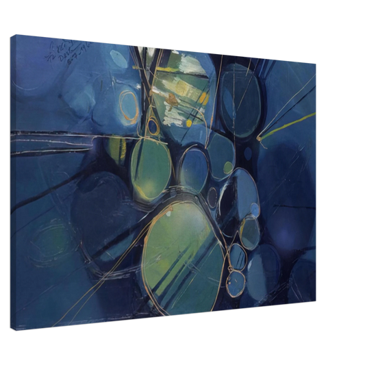 Gebre Kristos Desta - Green Abstract - 1966 Canvas - 20x30 cm / 8x12 inches-canvas