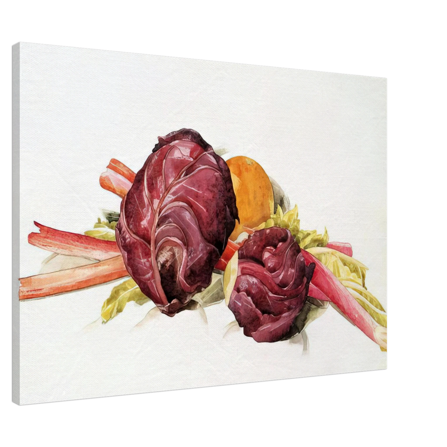 Charles Demuth - Red Cabbages, Rhubarb and Orange - 1929 Canvas - 20x30 cm / 8x12 inches-canvas
