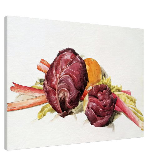 Charles Demuth - Red Cabbages, Rhubarb and Orange - 1929 Canvas - 20x30 cm / 8x12 inches-canvas