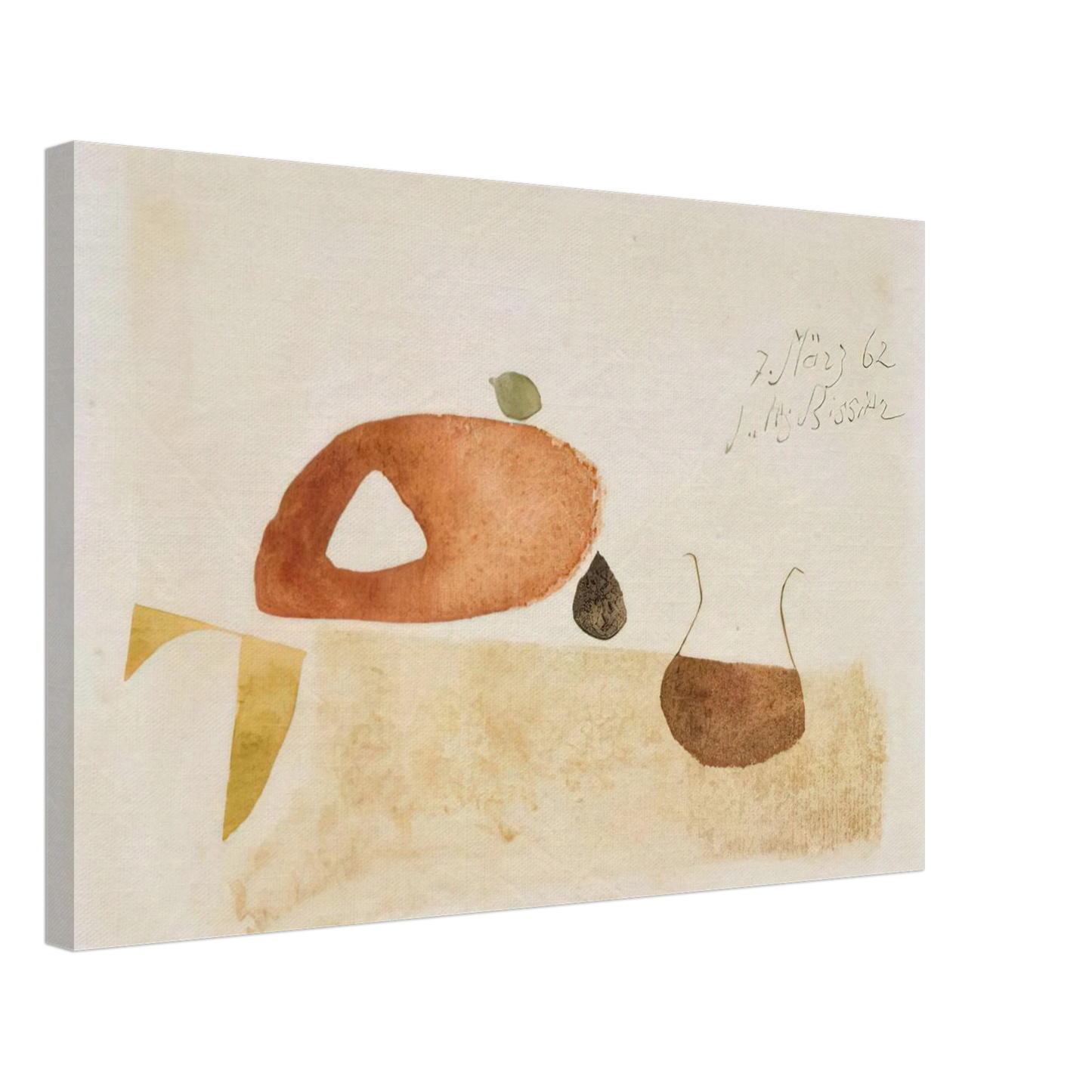 Julius Bissier - Komposition 7. Marz 62 - 1962 Canvas - 70x100 cm / 28x40 inches-canvas