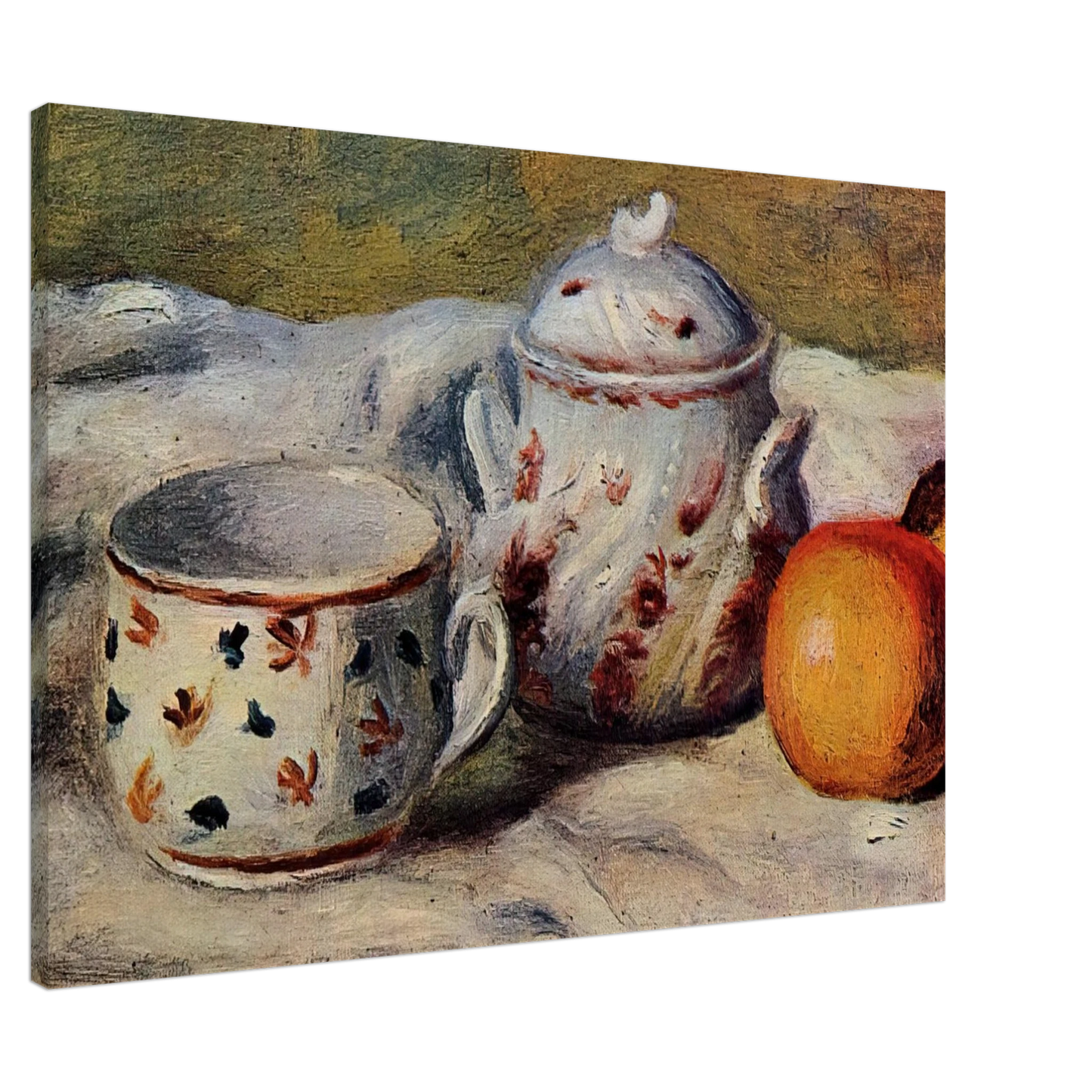 Pierre-Auguste Renoir - Still Life with Cup and Sugar Bowl Canvas - 20x30 cm / 8x12 inches-canvas
