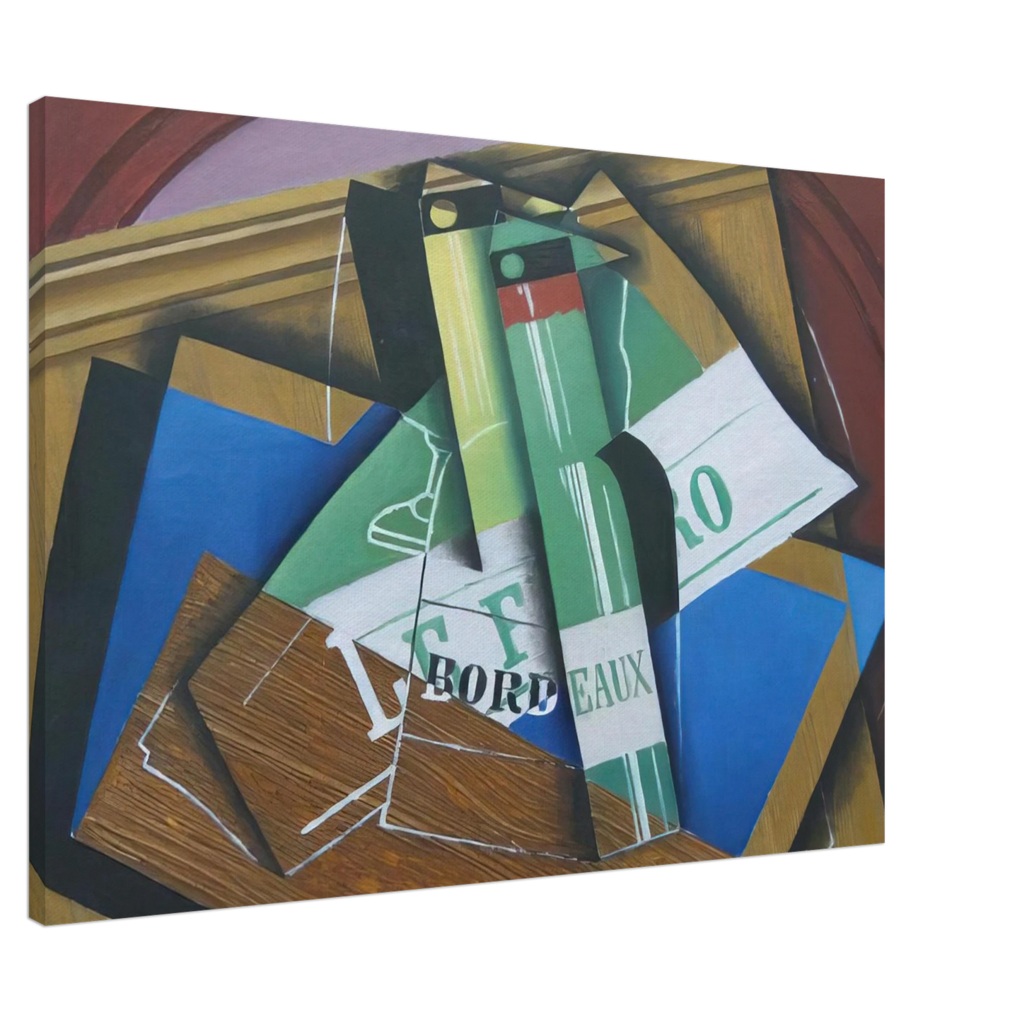 Juan Gris - THE BORDEAUX BOTTLE 1915 Canvas - 20x30 cm / 8x12 inches-canvas