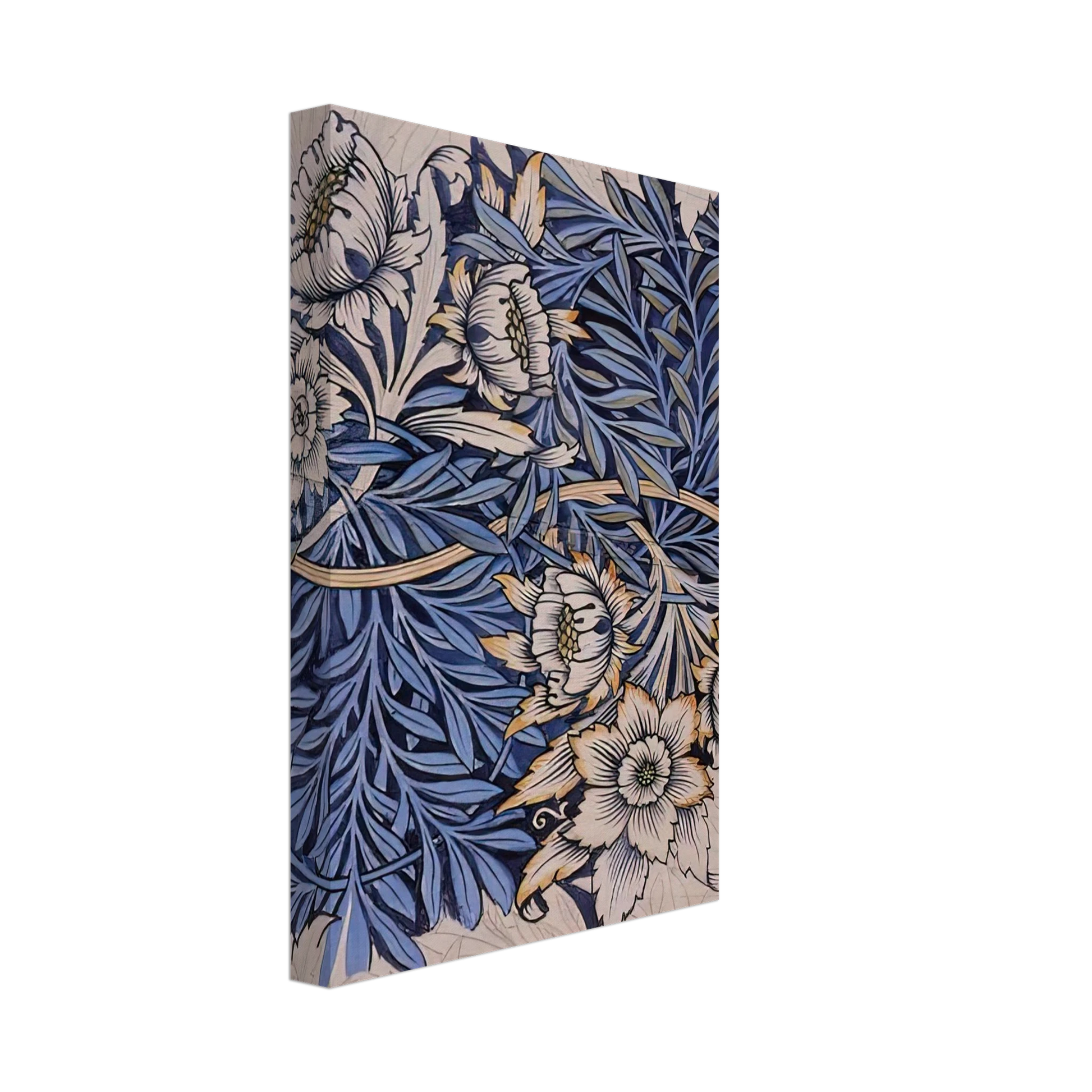 William Morris - DESIGN FOR TULIP AND WILLOW INDIGO DISCHARGE WOOD BLOCK PRINTED FABRIC 1873 Canvas - 70x100 cm / 28x40 inches-canvas