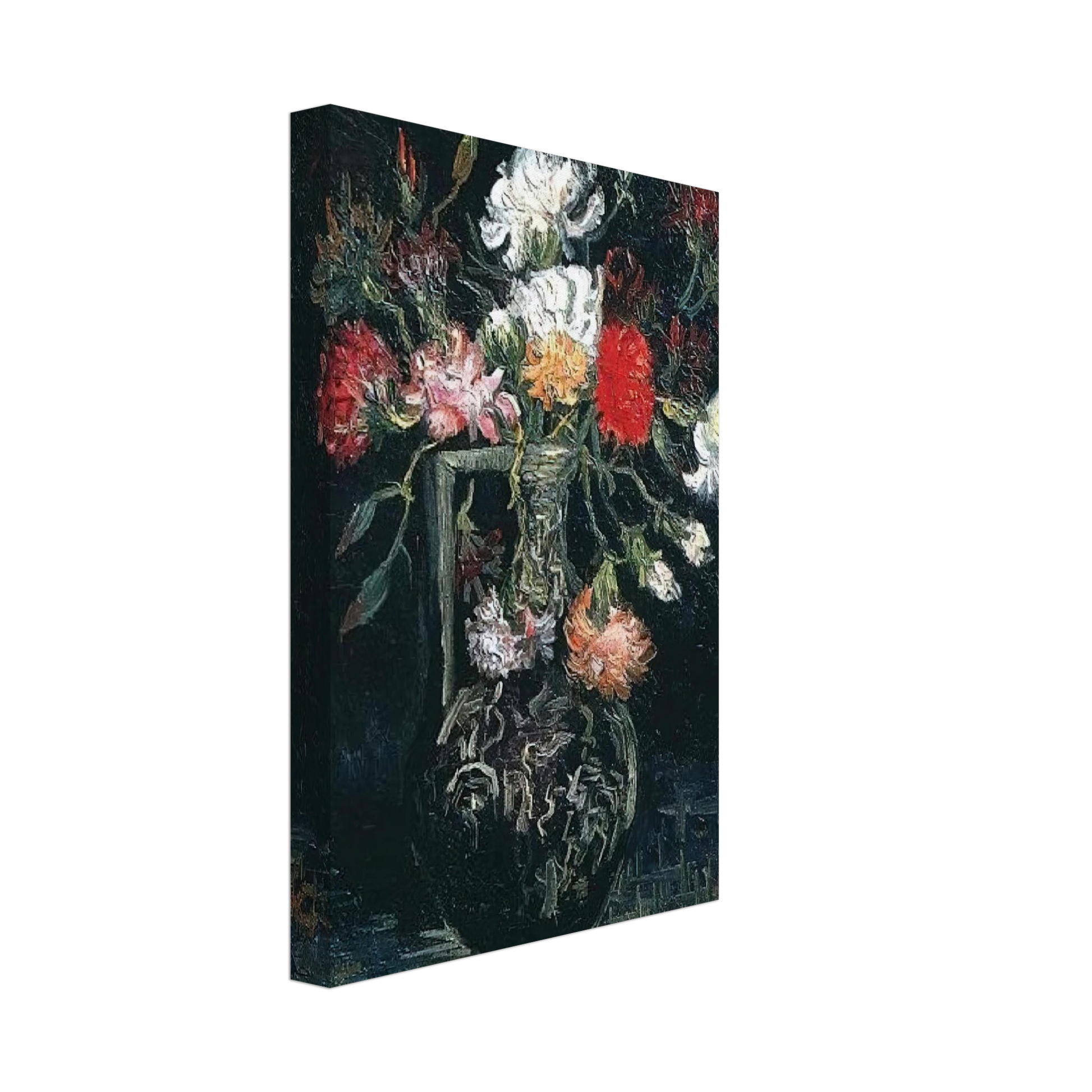 Vincent van Gogh - Vase with White and Red Carnations Canvas - 70x100 cm / 28x40 inches-canvas