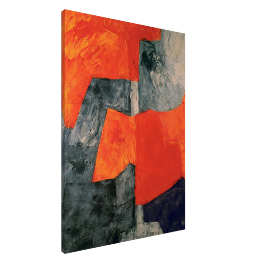 Serge Poliakoff - Composition grise et rouge - 1964 Canvas - 20x30 cm / 8x12 inches-canvas