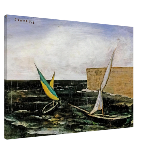 Carlo Carra - VELE NEL PORTO Canvas - 20x30 cm / 8x12 inches-canvas