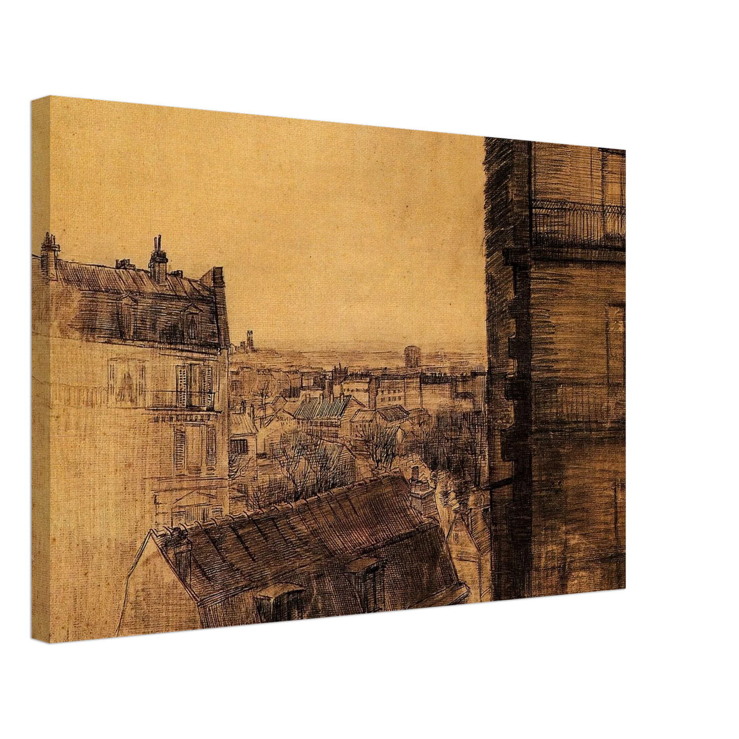 Vincent van Gogh - View from the Apartment in the Rue Lepic Canvas - 40x60 cm / 16x24 inches-canvas