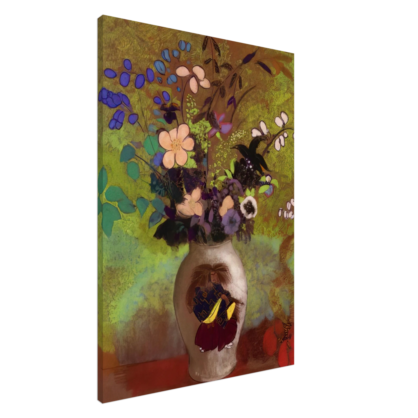 Odilon Redon - VASE WITH JAPANESE WARRIOR 1905 Canvas - 20x30 cm / 8x12 inches-canvas