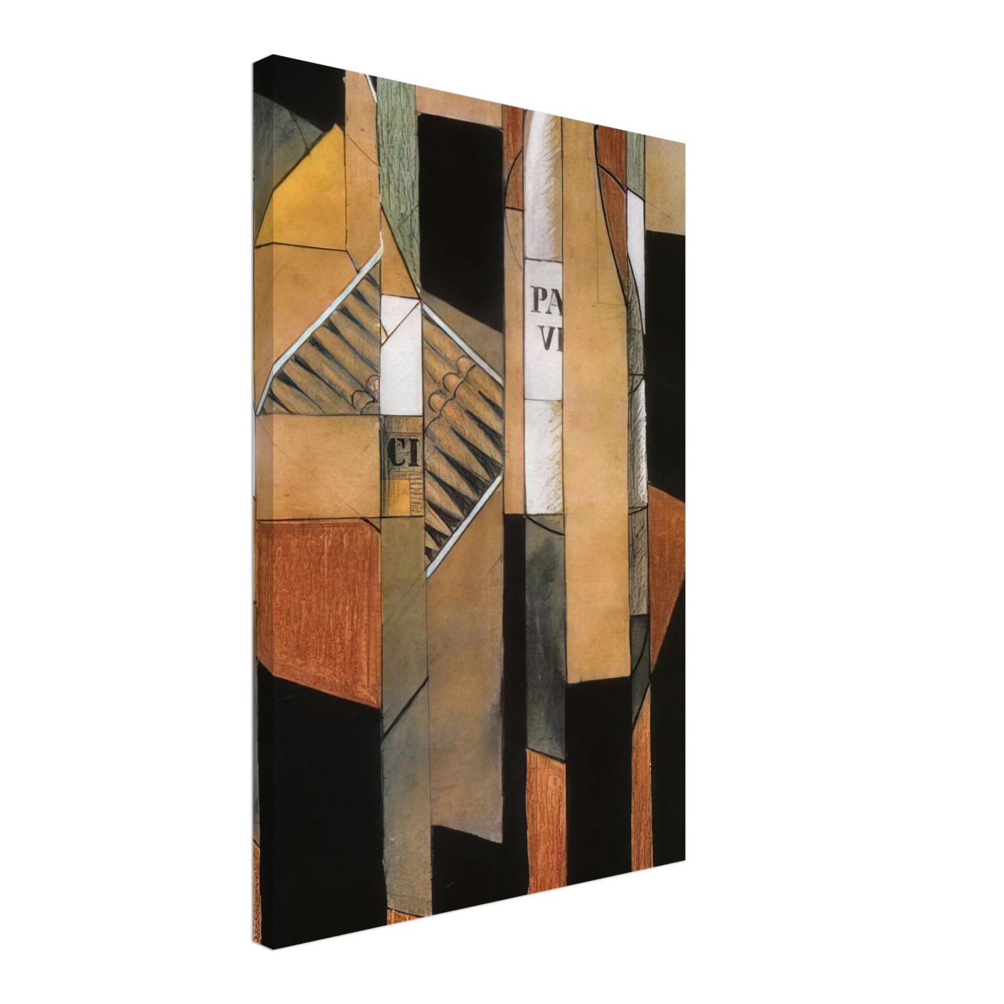 Juan Gris - STILL LIFE WITH BOTTLE AND CIGARS 1912 Canvas - 70x100 cm / 28x40 inches-canvas