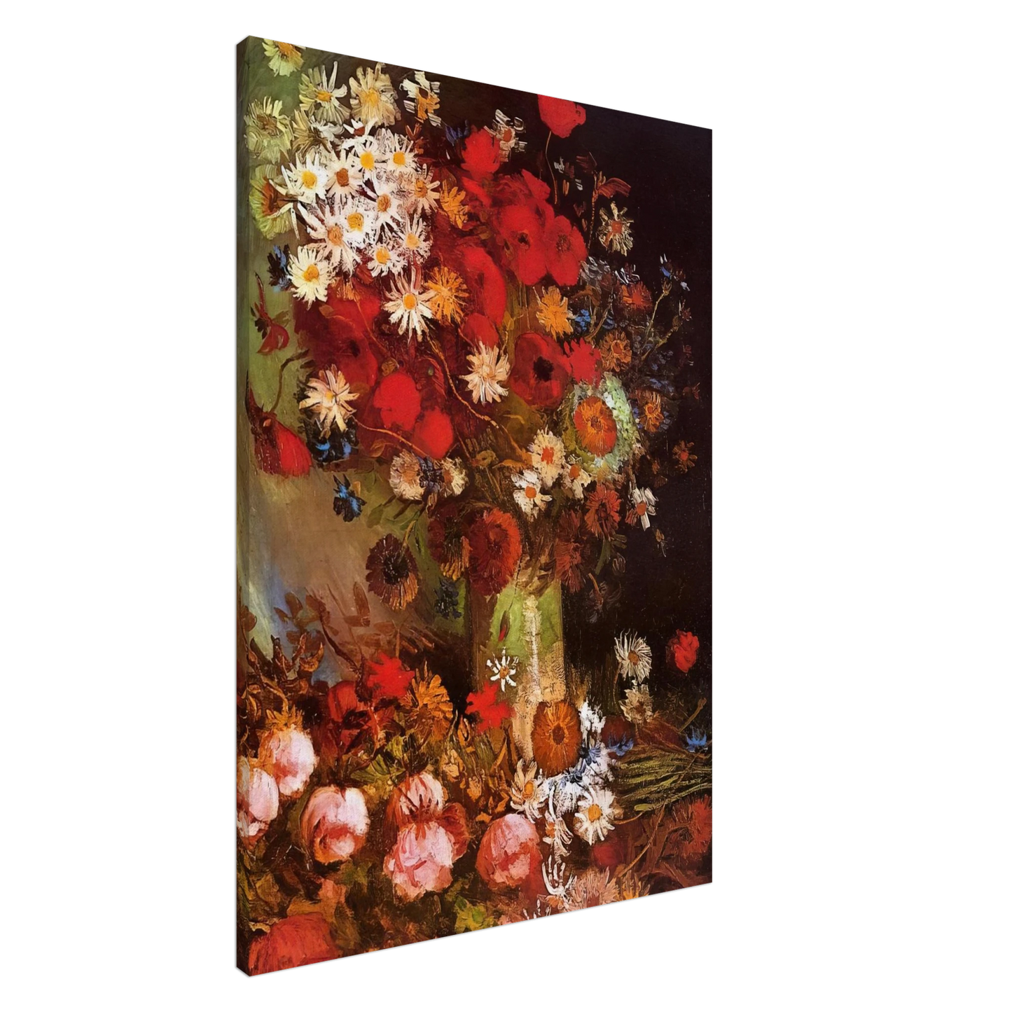 Vincent van Gogh - Vase with Poppies, Cornflowers, Peonies and Chrysanthemums Canvas - 20x30 cm / 8x12 inches-canvas