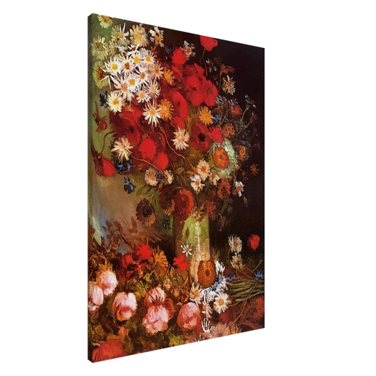 Vincent van Gogh - Vase with Poppies, Cornflowers, Peonies and Chrysanthemums Canvas - 20x30 cm / 8x12 inches-canvas