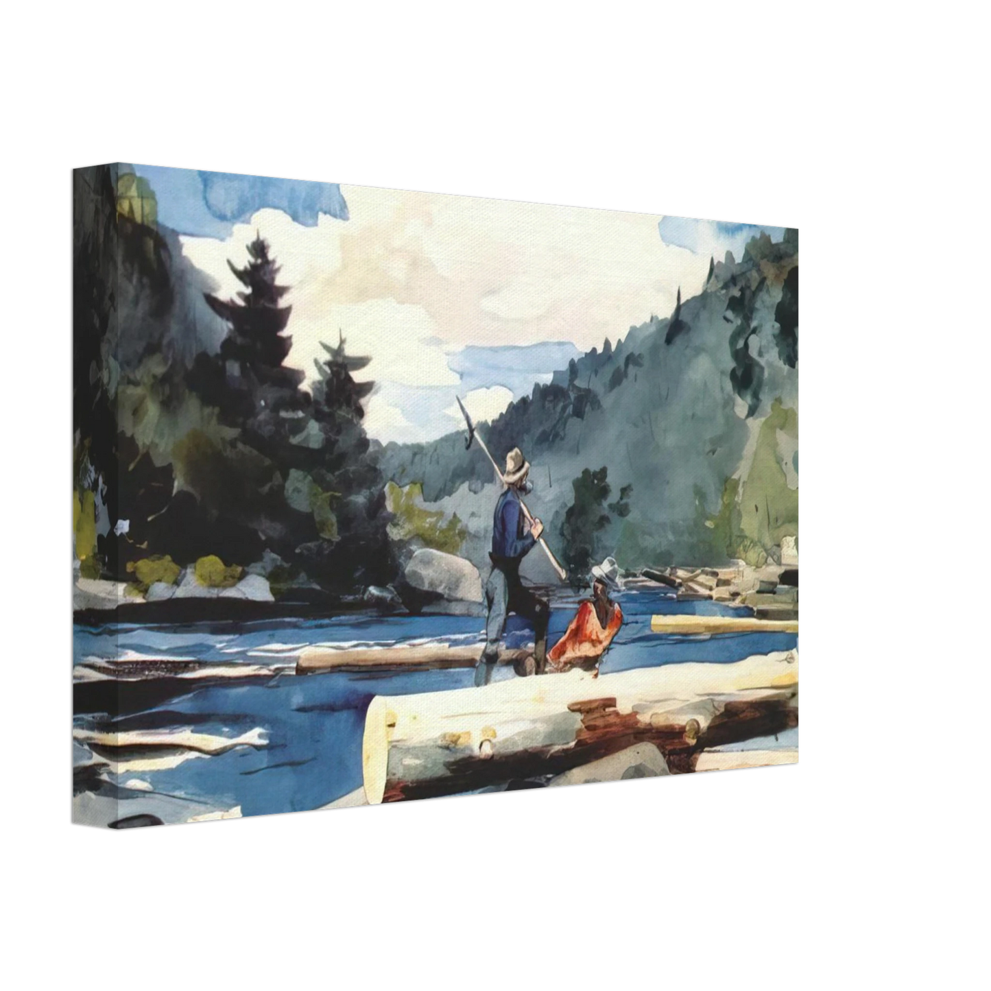 Winslow Homer - HUDSON RIVER LOGGING Canvas - 70x100 cm / 28x40 inches-canvas