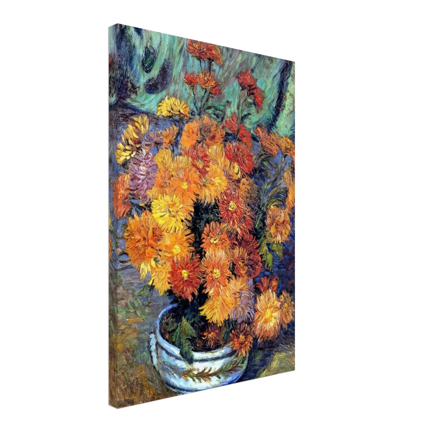 Armand Guillaumin - Vase de chrysanthemes - 1885 Canvas - 40x60 cm / 16x24 inches-canvas