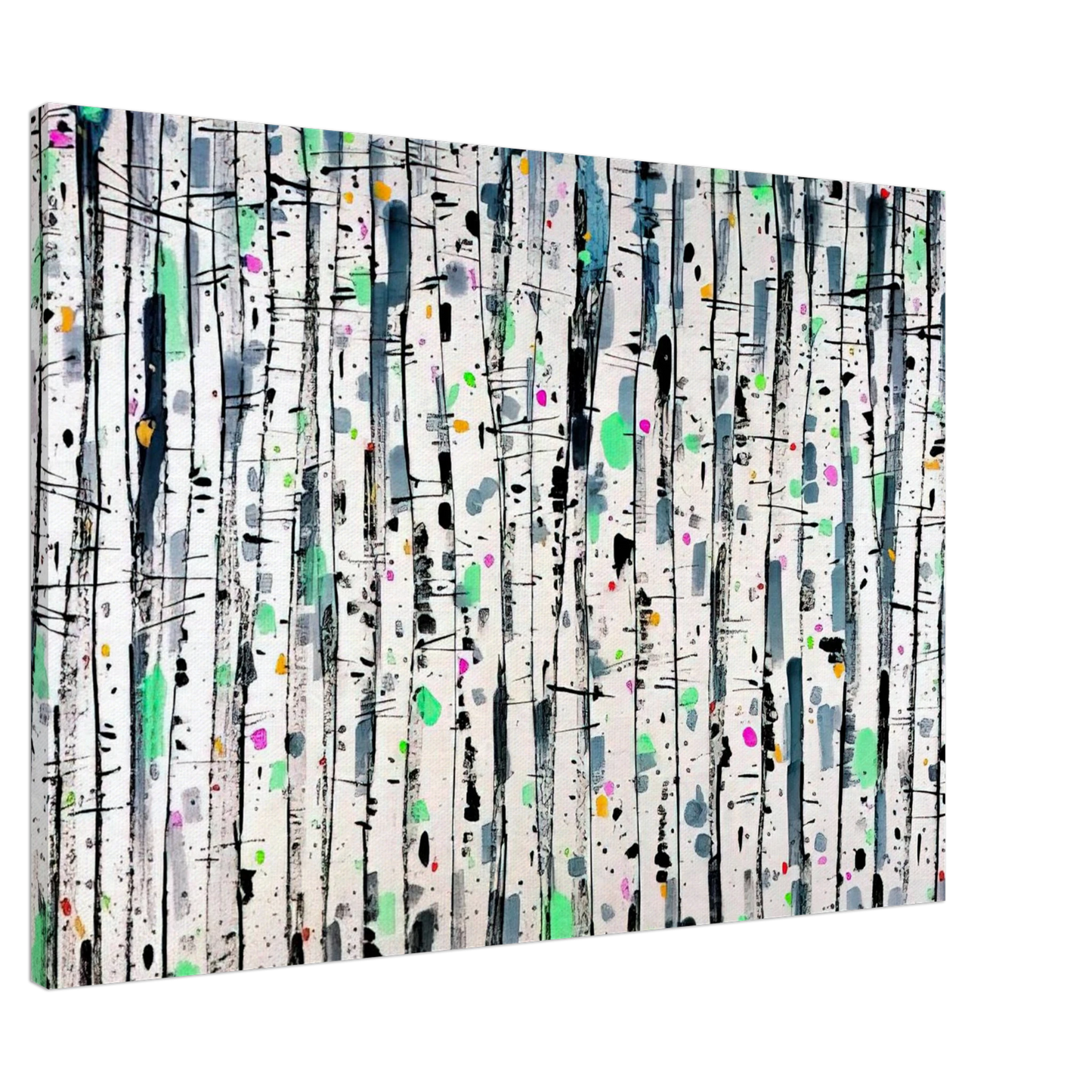 Wu Guanzhong - White Poplar Woods - Abstract Expressionism, Ink and wash painting Canvas - 20x30 cm / 8x12 inches-canvas