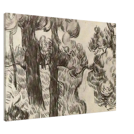 Vincent van Gogh - Path between Pine Trees Canvas - 20x30 cm / 8x12 inches-canvas
