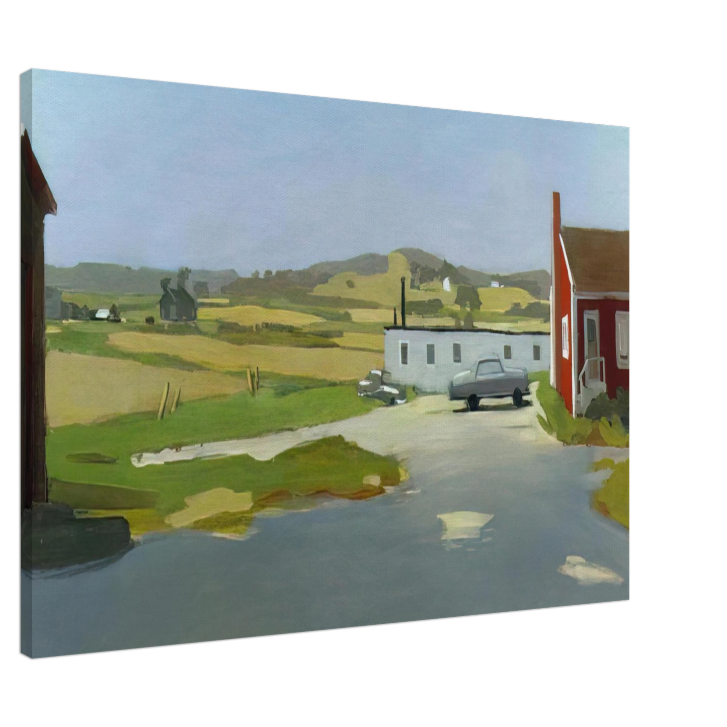 Fairfield Porter - LONG ISLAND LANDSCAPE WITH RED BUILDING 1962 Canvas - 20x30 cm / 8x12 inches-canvas