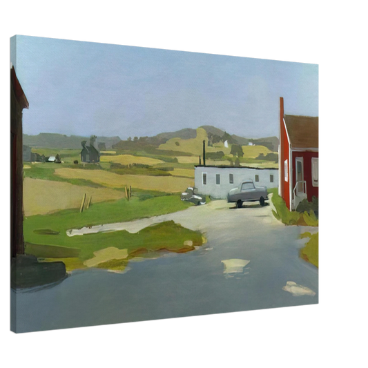 Fairfield Porter - LONG ISLAND LANDSCAPE WITH RED BUILDING 1962 Canvas - 20x30 cm / 8x12 inches-canvas