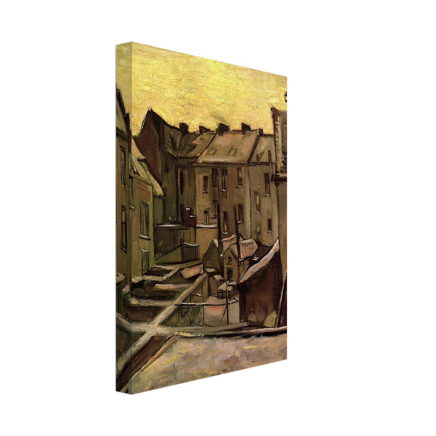 Vincent van Gogh - Backyards of Old Houses in Antwerp in the Snow Canvas - 40x60 cm / 16x24 inches-canvas