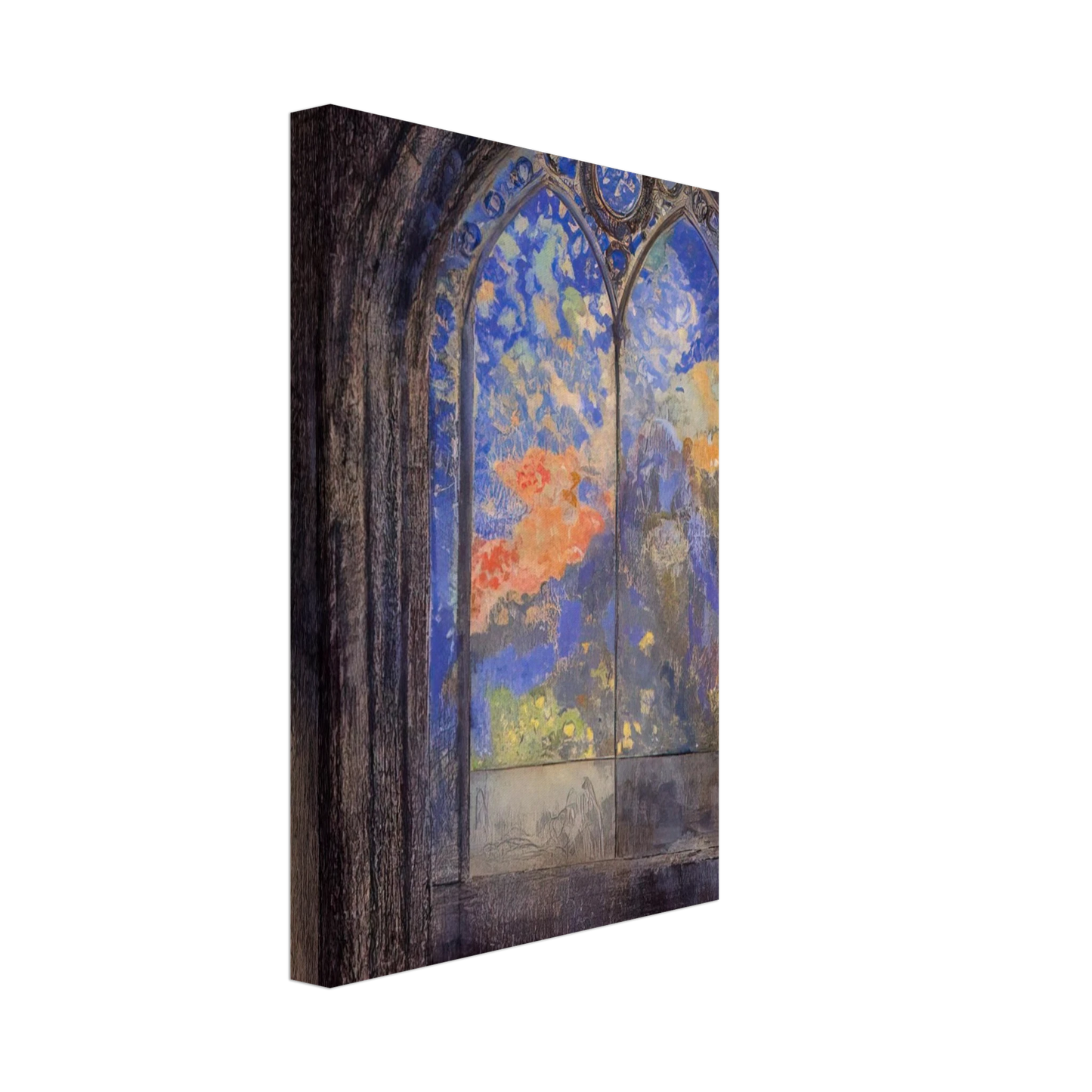 Odilon Redon - STAINED GLASS WINDOW THE MYSTERIOUS GARDEN Canvas - 70x100 cm / 28x40 inches-canvas